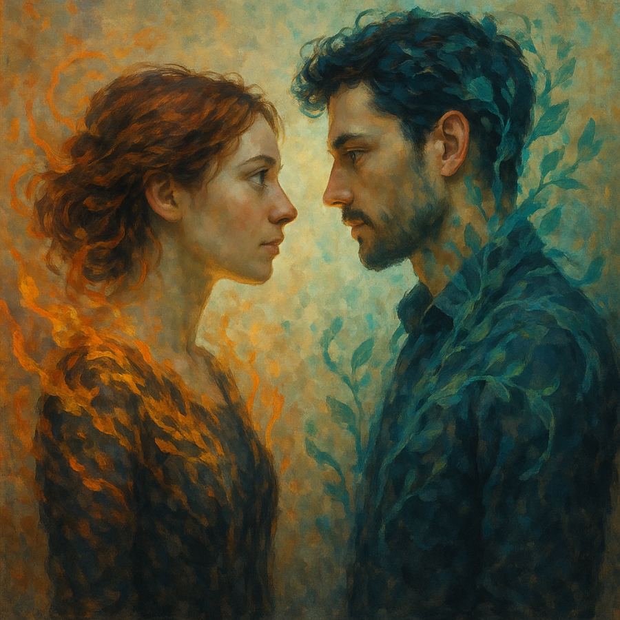 Pareja que se mira con comprensión y amor